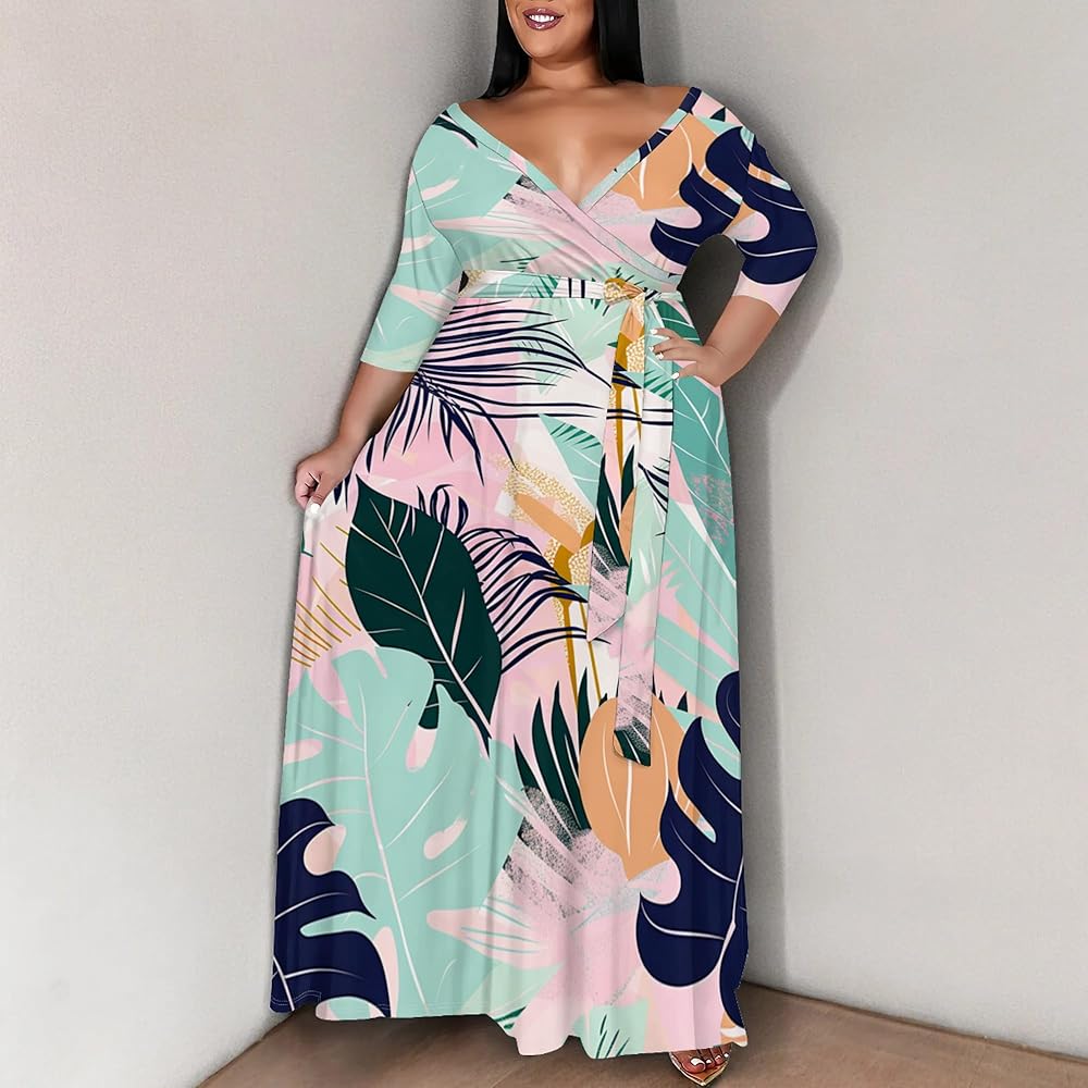 Kotiera Maxi Dress for Women Boho Floral Print Casual Long